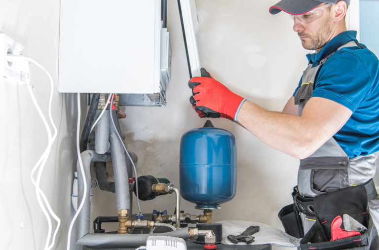 Someone repairing heater